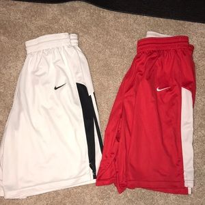 Red and White Nike Basketball Shorts- Medium